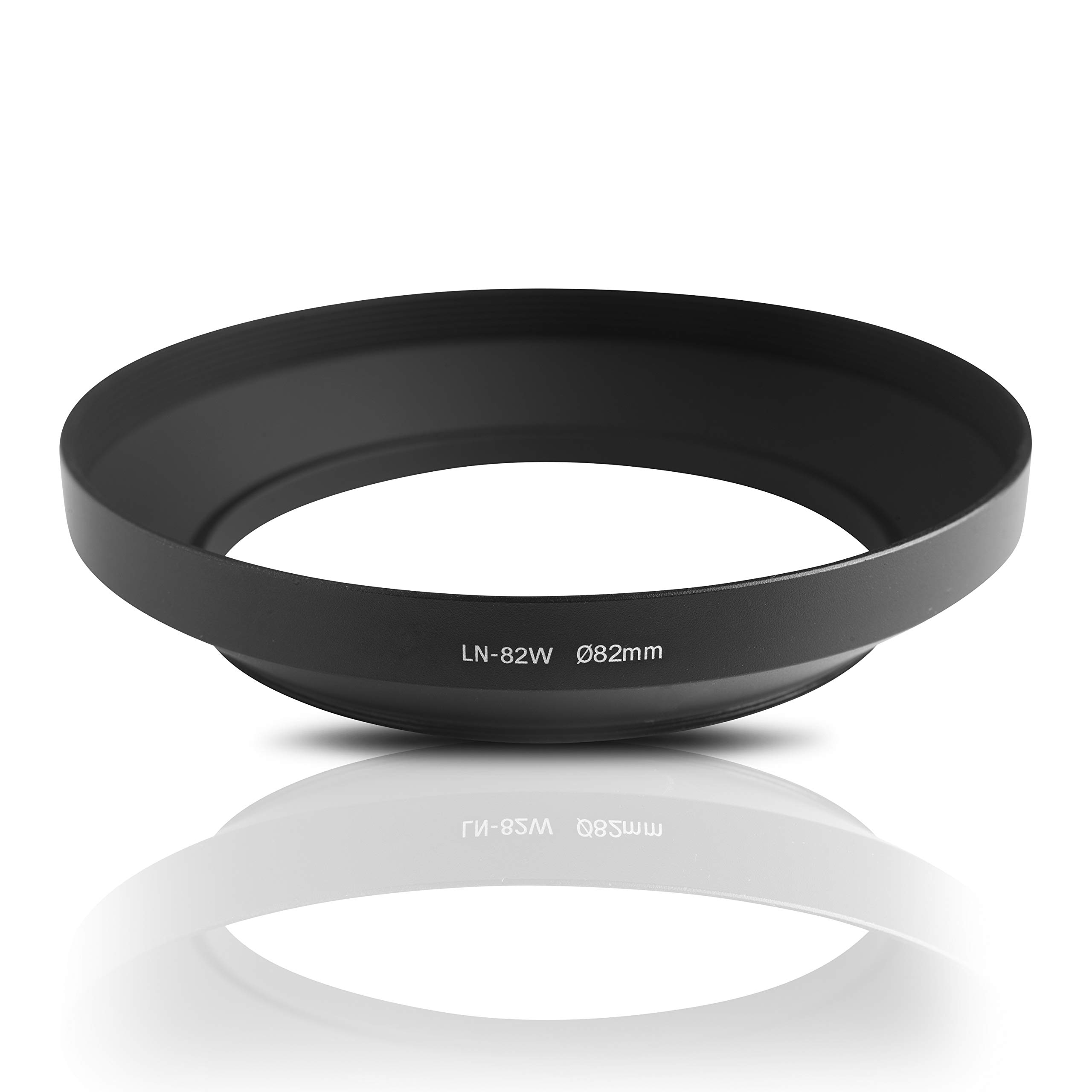 Lens hood made metal (aluminum). For screwing in and for wide-angle lenses. For Canon Sony Nikon Pentax Olympus Leica Fujifilm Panasonic (82mm)