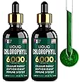 [2 Pack] Chlorophyll Liquid Drops 6000MG – Natural Liquid Chlorophyll Drops for Detox, Energy, Skin – Internal Deodorant – Vegan Chlorophyll Liquid Drops for Kids & Adults – US-made, Non-GMO - 4 Fl Oz