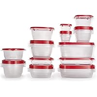 Rubbermaid TakeAlongs Food Storage Containers, 52 Pieces, Ruby Red