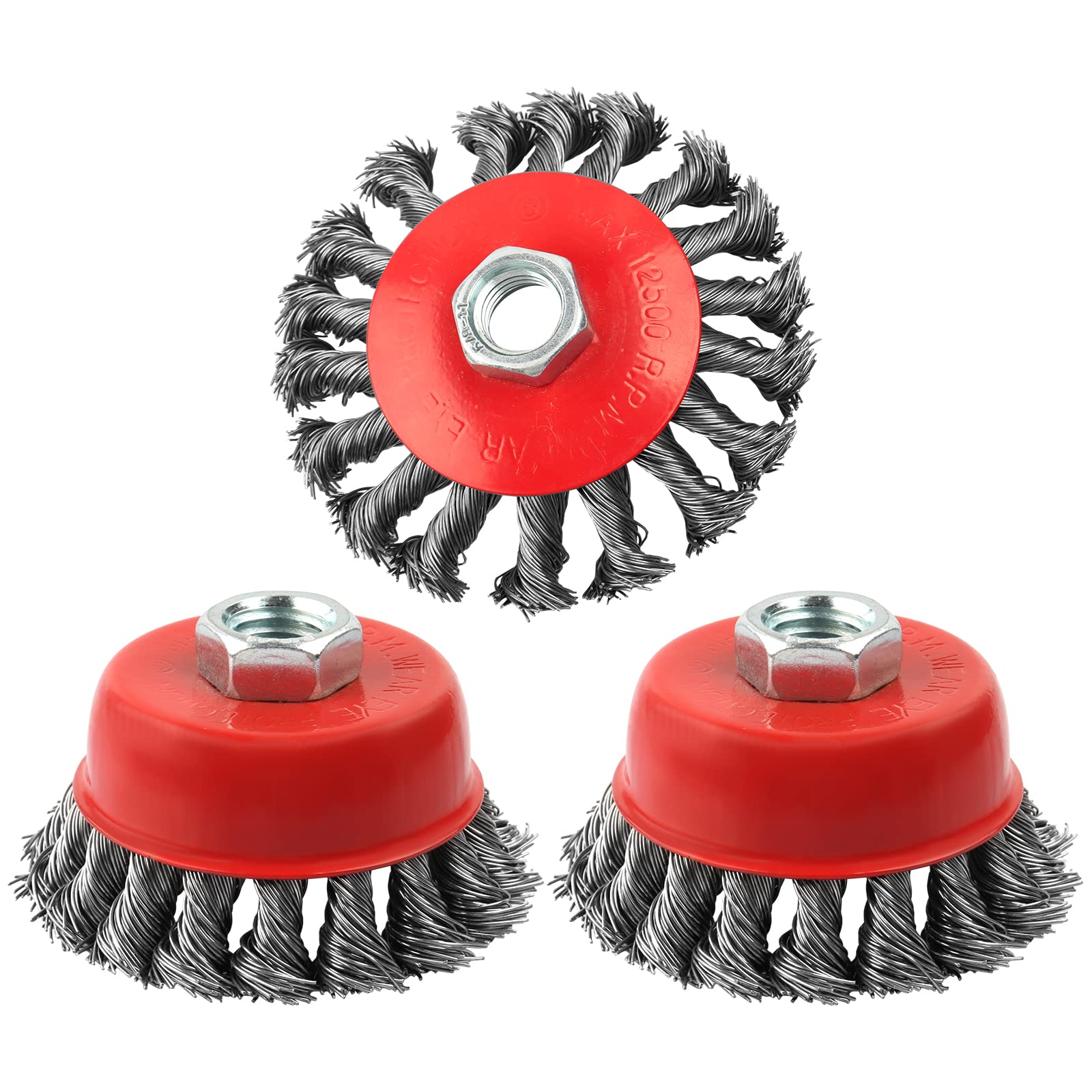 Photo 1 of WENORA 3 Pack Wire Wheel Brush for Angle Grinder, 4 Inch Angle Grinder Wire Wheel, Wire Wheels for 4 1/2 Angle Grinder -5/8 Inch Threaded Arbor ,0.02 Inch Carbon Steel Wire Brush for Angle Grinder