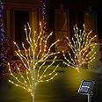 BeHiller Christmas Decorations Outdoor,2PACKS 3FT 140LED Birch Tree with Christmas Lights,Indoor&Outdoor Use,8Modes,Solar Birch Tree Lights for Christmas/Halloween/Easter/Home/Porch/Wedding Decor