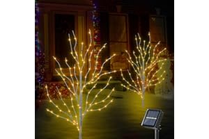 BeHiller Christmas Decorations Outdoor,2PACKS 3FT 140LED Birch Tree with Christmas Lights,Indoor&Outdoor Use,8Modes,Solar Birch Tree Lights for Christmas/Halloween/Easter/Home/Porch/Wedding Decor