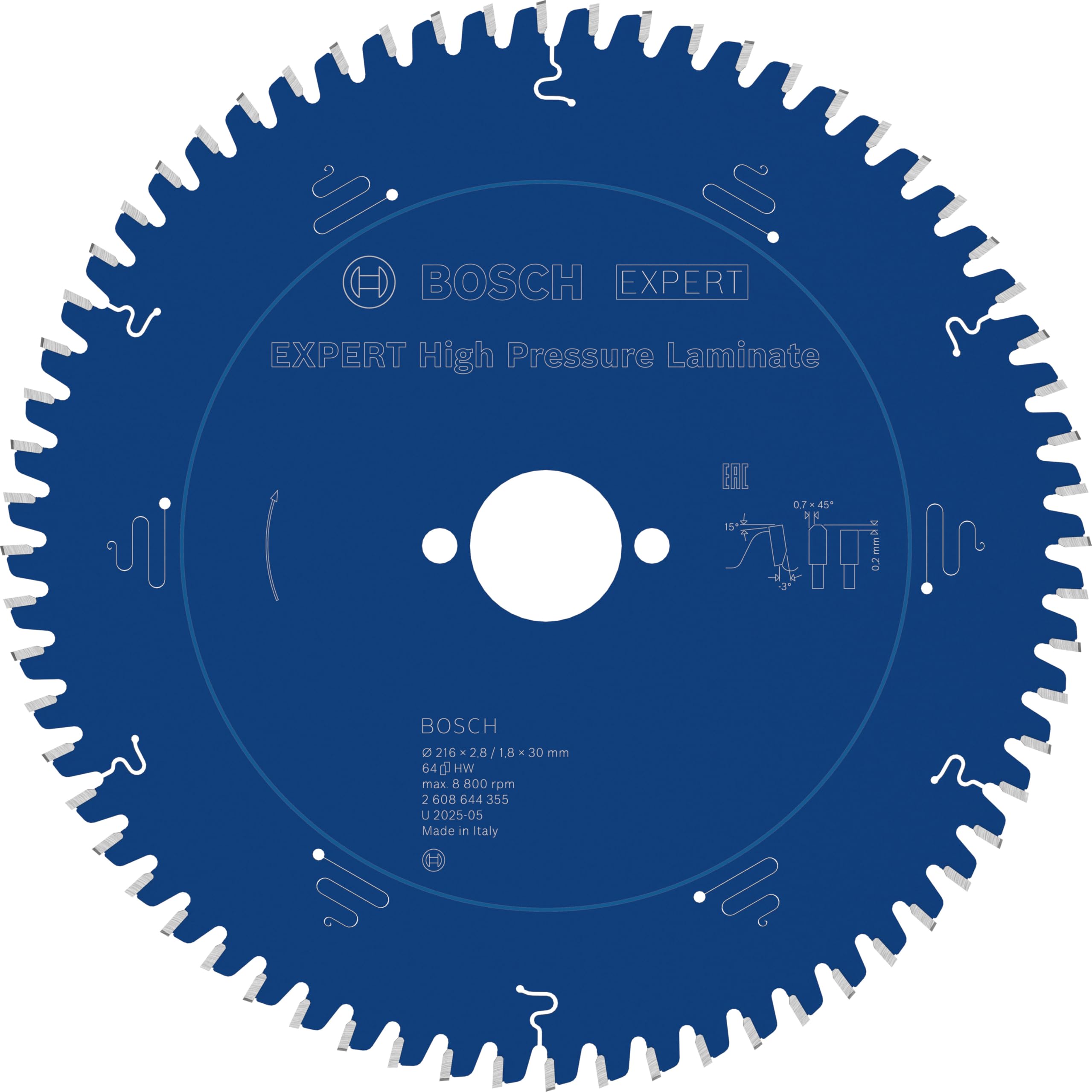 Bosch Professional Circular Saw Blade Expert for High-Pressure Laminate (for high-pressure laminate, 216 x 30 x 2.8 mm; Accessories for circular saws)