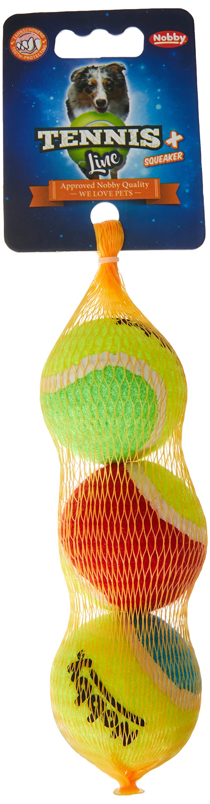 Nobby assorted tennis ball with squeaker XS 4.5 cm; 3-piece net