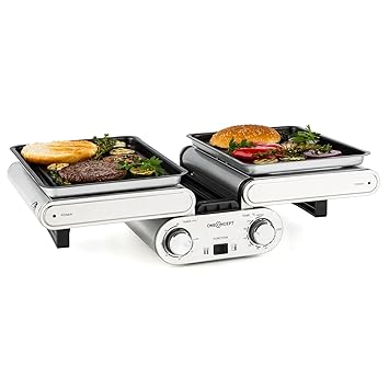 oneConcept Butterfly • Elektrogrill • Multifunktionsgrill • Tischgrill • 2 Grillflächen • separat nutzbar • Wahlschalter • 12