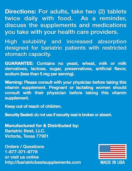 BARIATRIC CALCIUM CITRATE WITH VITAMIN D3-600MG CALCIUM PER SERVING, 120 TABLETS, ESSENTIAL FOR POST-BARIATRIC SURGERY, FORMULATED PER ASMBS GUIDELINES FOR BYPASS & SLEEVE PATIENTS