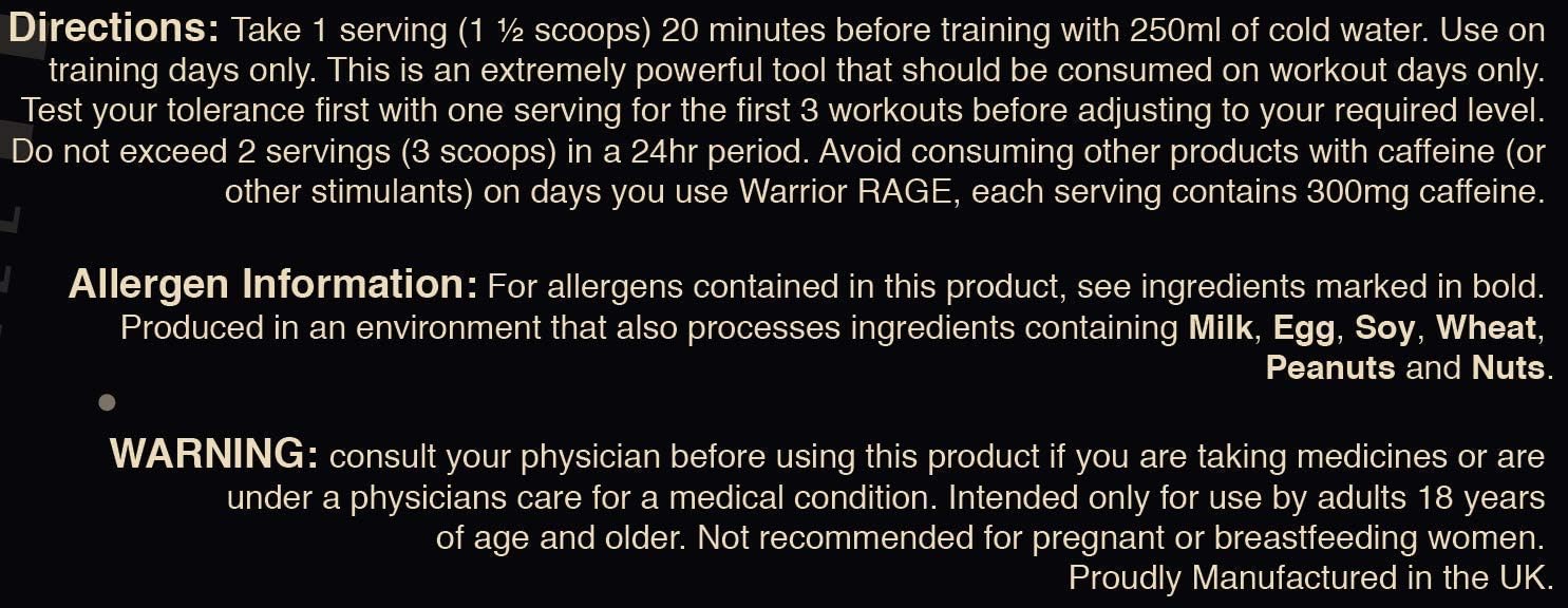 Warrior Rage Pre Workout Powder 392g (45 Servings), 300mg Caffeine High Stim Energy Drink Supplement + Beta-Alanine, Creatine - Image 3