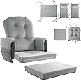 HOMBYS Glider Rocker Replacement Cushions 5 PCS with Storage Side Pocket, Velvet Fabric, Foam & Microfiber Filling, Non-Slip & Washable,Thickened & Supportive for Glider Rocking Chair-Light Grey