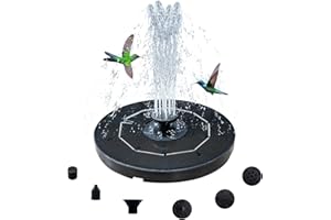OUISJYER Solar Bird Bath Fountains Pump with LED Lights, Free Standing Floating Solar Powered Water Fountain Pump with 5 Nozzles for Bird Bath, Garden, Pond, Pool, Outdoor 6.3" D 9V/2W