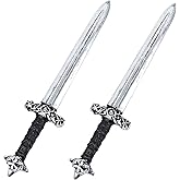 Vifcotlyp 2PCS Knight Toy Sword, 23.6"/60cm Fake Sword Medieval Plastic Swords Roman Warrior Costume Props for Adults Halloween Cosplay Black