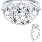 ACELENCE 3CT Halo Moissanite Engagement Ring - 925 Sterling Silver Moissanite Rings Square Moissan Weeding Ring Anniversary Engagement Jewelry Gift for Women and Wife D Color VVS1
