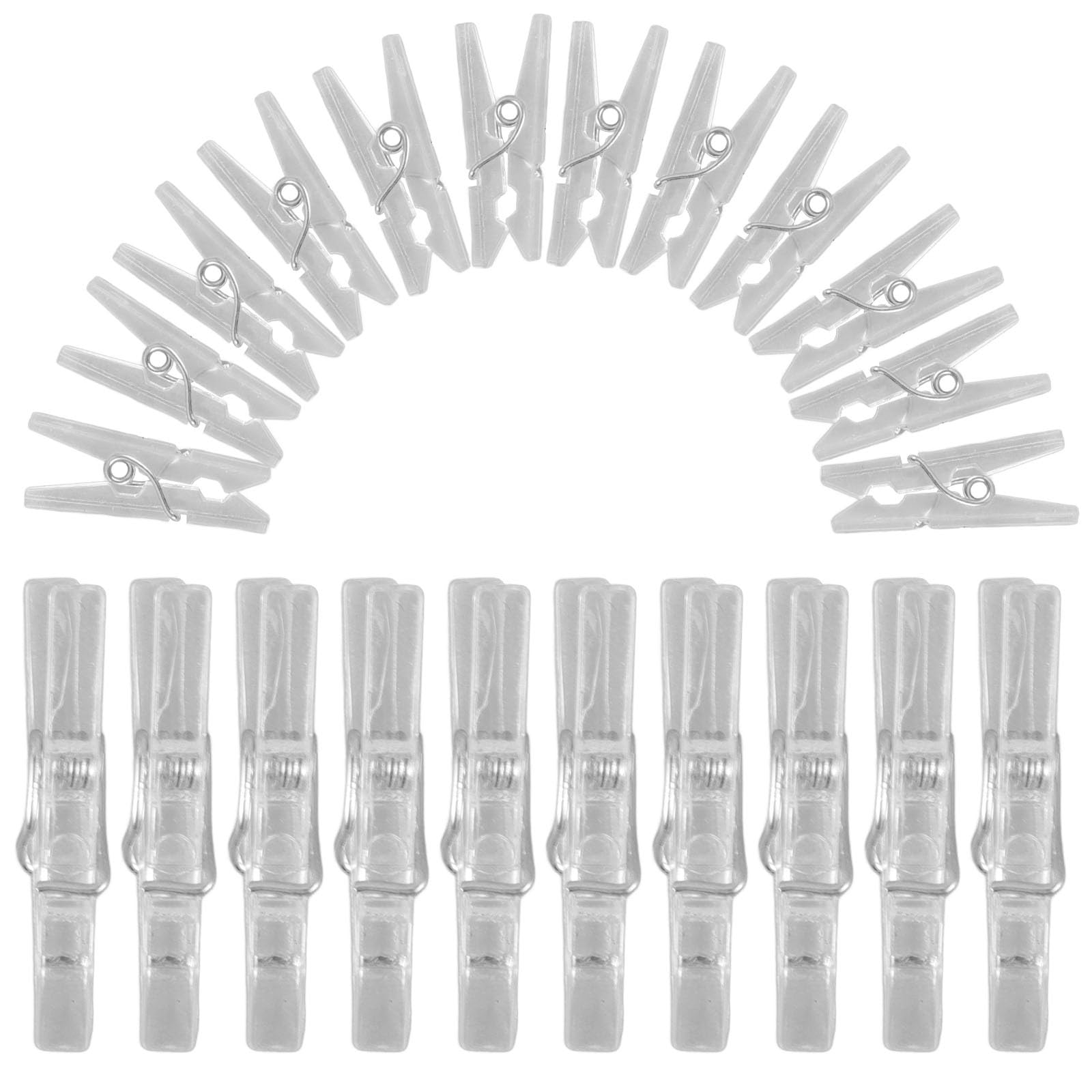 Vorcool 50 Pcs Clear Plastic Mini Clothes Pegs Clips for Photo