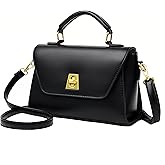 Classic Medium Crossbody Bag for Women, Vegan Leather Satchel Purse with Gold-Tone Hardware, Elegant Top-Handle Shoulder Bag