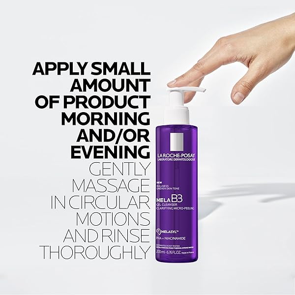 LA ROCHE-POSAY MELA B3 GEL CLEANSER, FORMULATED WITH MELASYL + NIACINAMIDE + PHA, ANTI AGING FACE WASH FOR DISCOLORATION, DARK SPOTS & POST ACNE MARKS, DARK SPOT CORRECTOR, OIL FREE & SOAP FREE