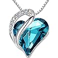Leafael Gift Necklaces for Women, Infinity Love Heart Pendant with Birthstone Crystals, Silver Plated 18 plus 2 inch Chain, Birthday Jewelry for Wife