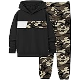 Tainmully Boys Clothes Boy Outfits 2-Piece Long Sleeve Hoodie and Camouflage Pants Boys Fall Winter Clothes for 6-16 Years