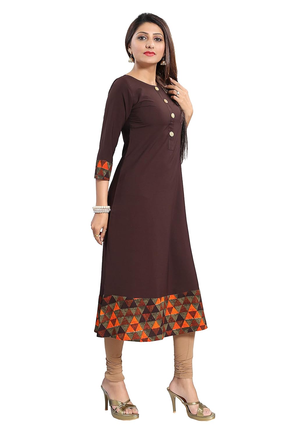 alc creations women's faux crepe a-line kurti