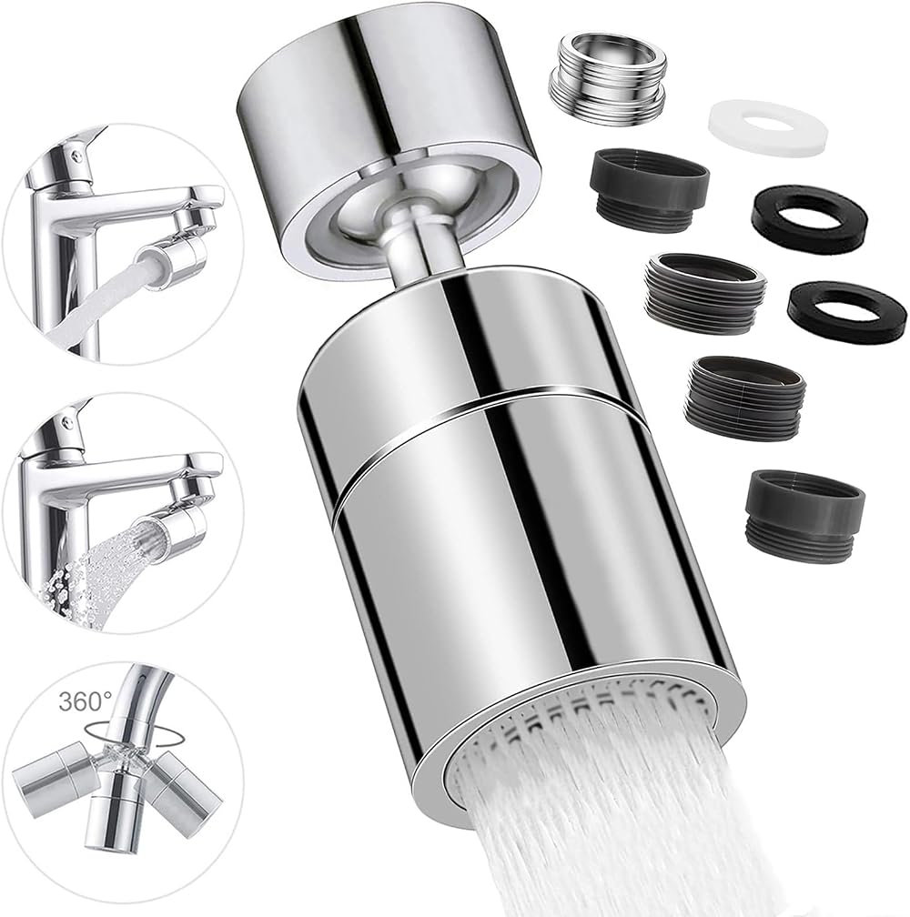 LUBEKAS Kitchen Tap Spray Head 360 Swivel 2 Modes ABS Brass Universal Fit