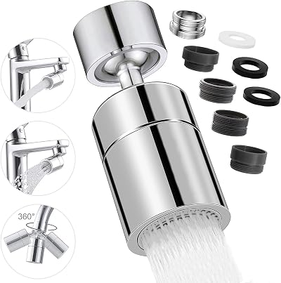 LUBEKAS Kitchen Tap Spray Head 360 Swivel 2 Modes ABS Brass Universal Fit