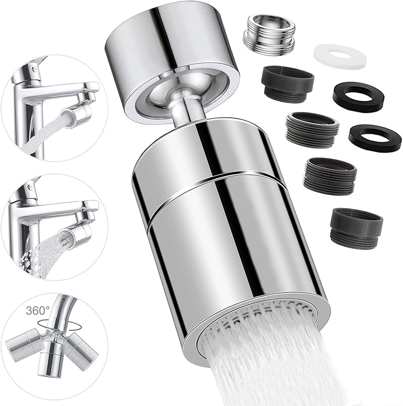 LUBEKAS Kitchen Tap Spray Head 360 Swivel 2 Modes ABS Brass Universal Fit