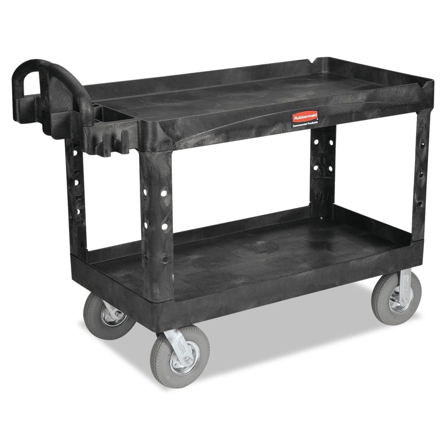 Rubbermaid Commercial Utility Cart with Lipped Shelf, Black, FG454610BLA