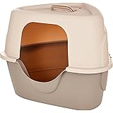 Amazon Basics No-Mess Hooded Corner Cat Litter Box, Triangle, Charcoal, 26 in x 20 in x 23 in