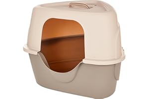 Amazon Basics Cat Litter Box with Lid, No-Mess, Standard, unisex, Charcoal, 26 in x 23 in x 20 in