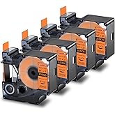 USUPERINK 4 Pack Compatible for DYMO Rhino Label Maker Tape 18436 Vinyl Tape 19mm 3/4 inch Black on Orange Industrial Permanent Label for Wires Cables use in Rhino 4200 5200 5000 6000 Label Printer