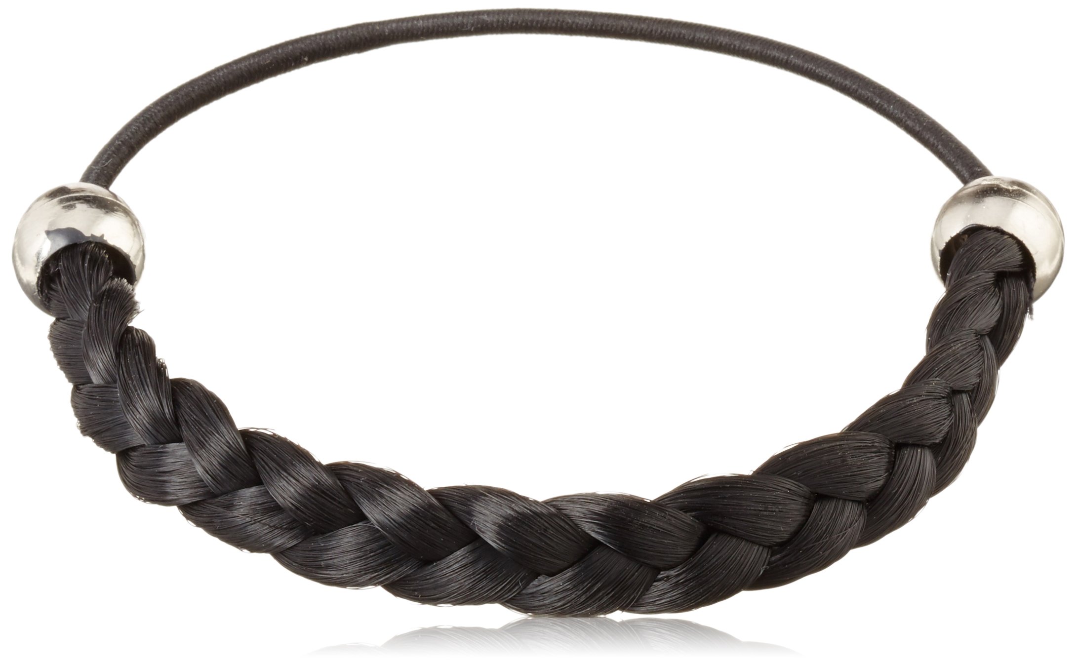 Solida Maria Artificial Hair Braid Ties Classic Braided with Elastic Band Diameter Approx. 6.00 cm Colour 7 Black Pack of 2