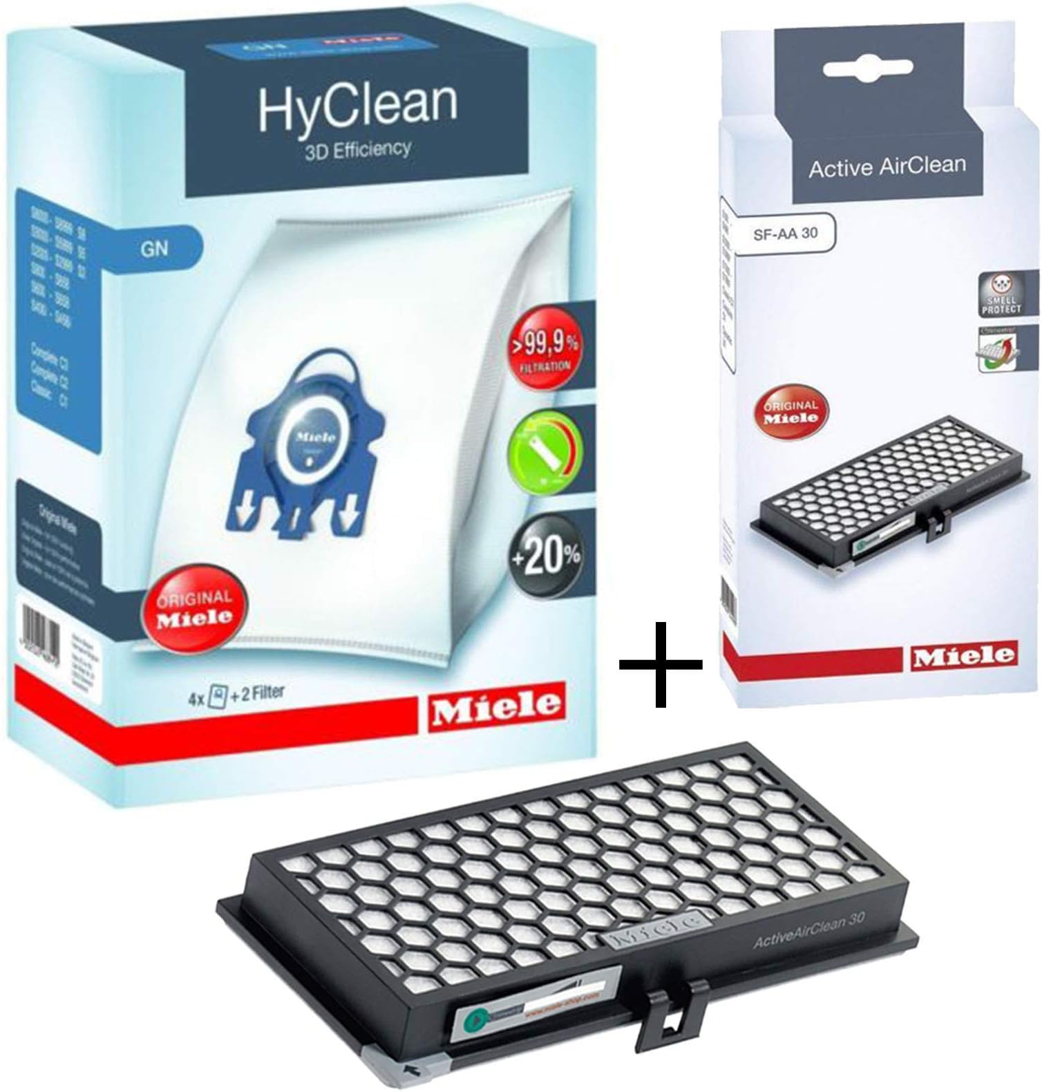 Genuine Miele SF-AA30 Active Airclean Filter + GN Bags for C1 Classic Junior Vacuum Cleaner