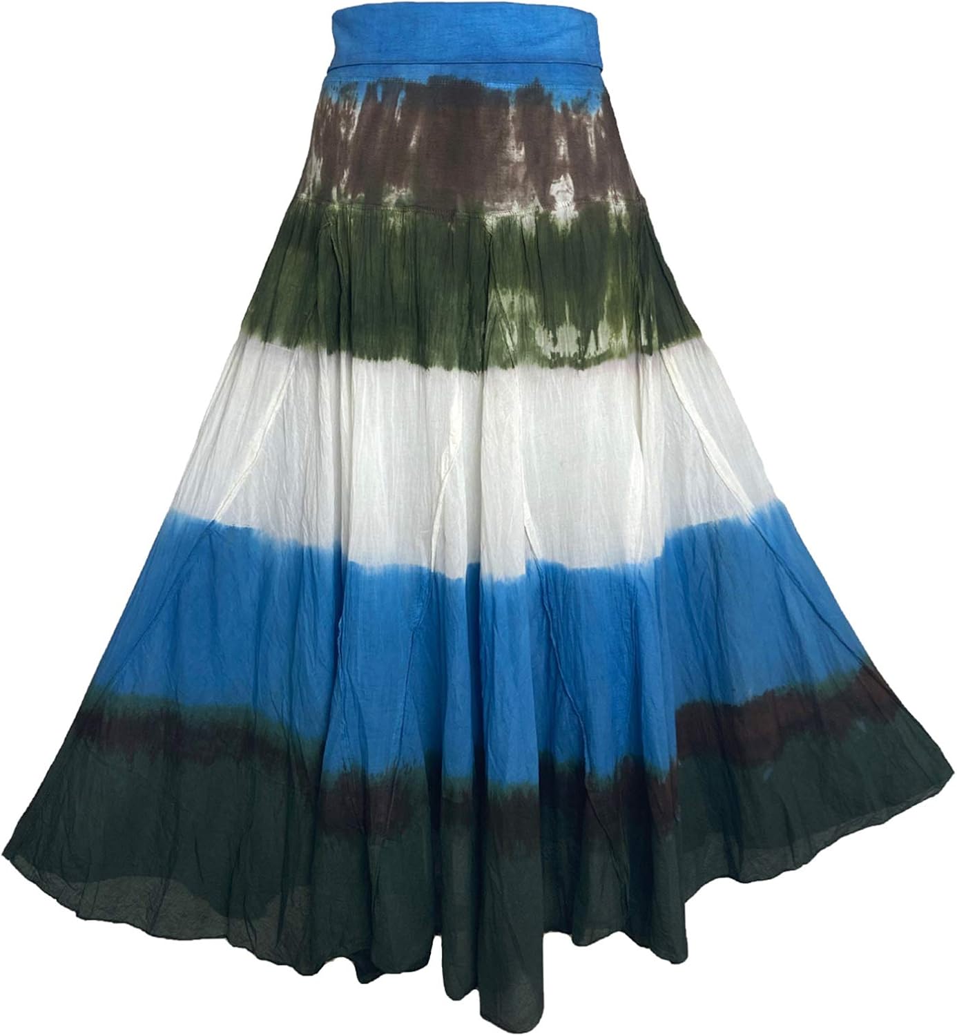 Agan Traders Women's Embroidered Long Maxi Skirt - Boho Gypsy Medieval Style, Elastic Drawstring Waist