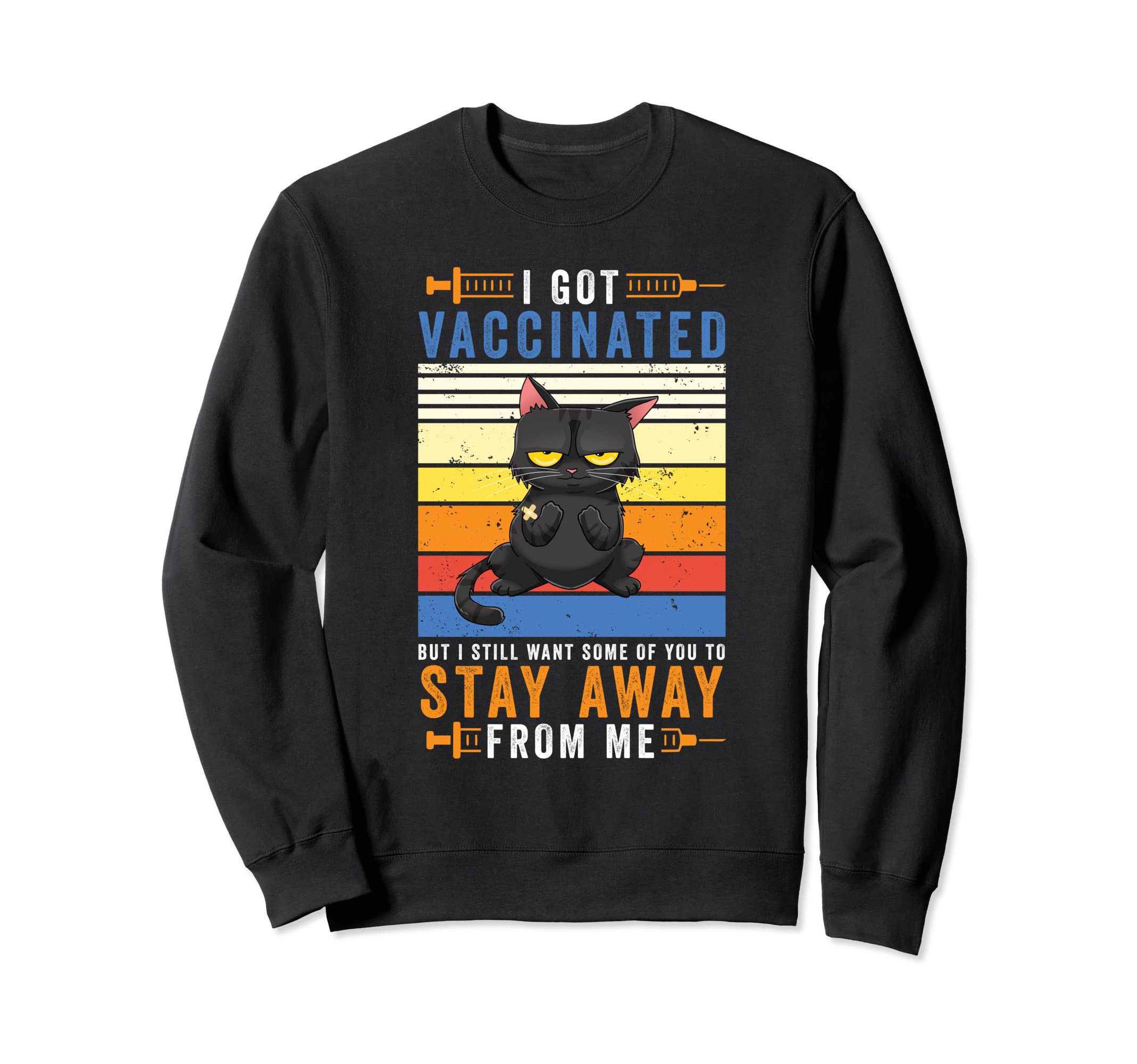 Retro Vaccinated Cat Lover Cute Vaccine Vax Shot Celebration Sweatshirt