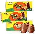Reese Large Peanut Butter Eggs - 3 Pack Egg-Shaped Milk Chocolate Creme Filled Easter Candy, Holiday Sweets For Baskets Stuffers & Treats - 1.2 oz (4 Pieces Per Box)