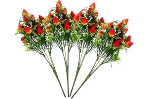 CIMAXIC 4Pcs Simulation Strawberry Bouquet Wedding Decor Faux Flower Arrangements Light House Decorations for Home Fruits for Decoration Strawberry Branch Fake String Office PVC Household