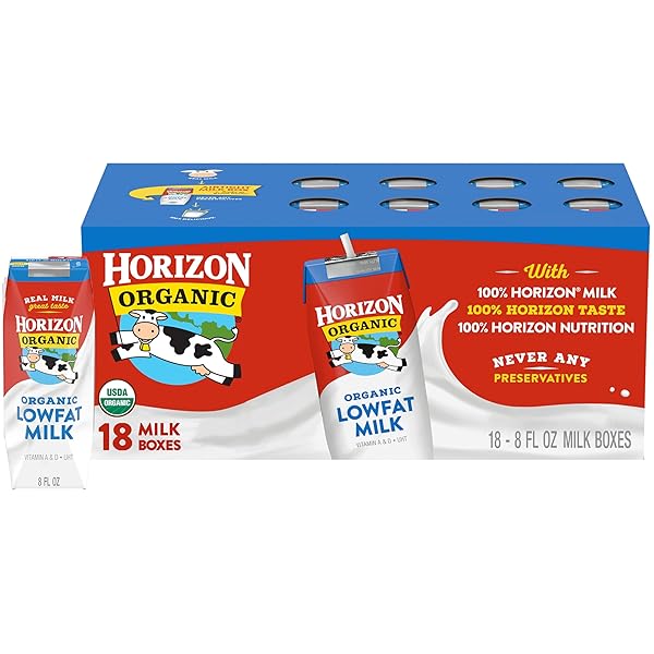 HORIZON ORGANIC SHELF STABLE 1% LOWFAT MILK BOXES, PACK OF 18 – 8G PROTEIN PER SERVING