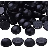 Half Wooden Balls, 100pcs Half Round Unfinished Wooden Balls Natural Smooth Mini Split Hemisphere Wood Craft Beads Balls for DIY Projects Art Design Painting Christmas Party Ornament, 15mm, Black