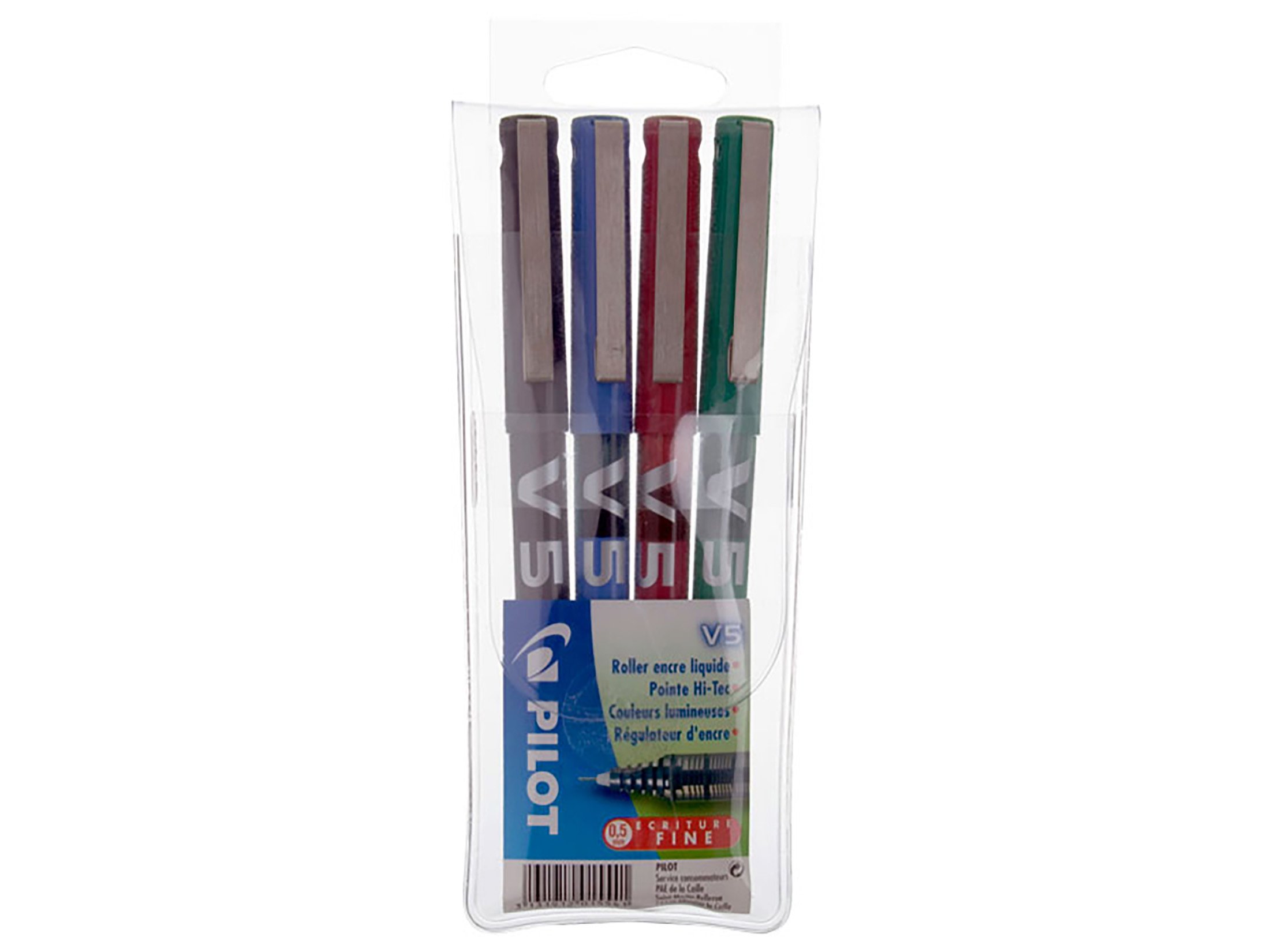 Pilot hi-tecpoint v5 Rollerball Pen with Gel Ink Medium Point Assorted Colours Black/Blue/Red/Green