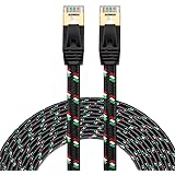 Internet Cable , Cat 7 RJ45 LAN Network Cable High Speed Durable Nylon Braid STP with Gold Plated Plug (16FT/5M, Nylon Braid - Black)