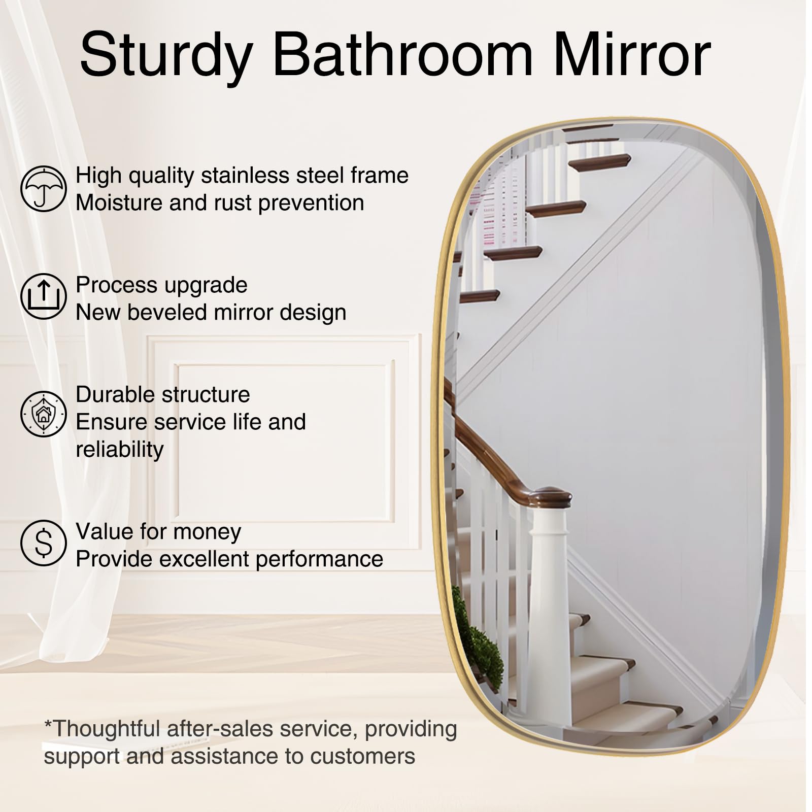 POZINO Gold Beveled Mirror, 24