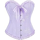 SHYMMUO Corset Tops for Women Sexy Overbust Bustier Lace Up Strapless Party Club Fairycore Renaissance Halloween Costume