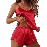 Ekouaer Satin Pajama Sets for Women 2 Piece Silky Cami Pj Set Soft Nightwear Lingerie Sleepwear Set