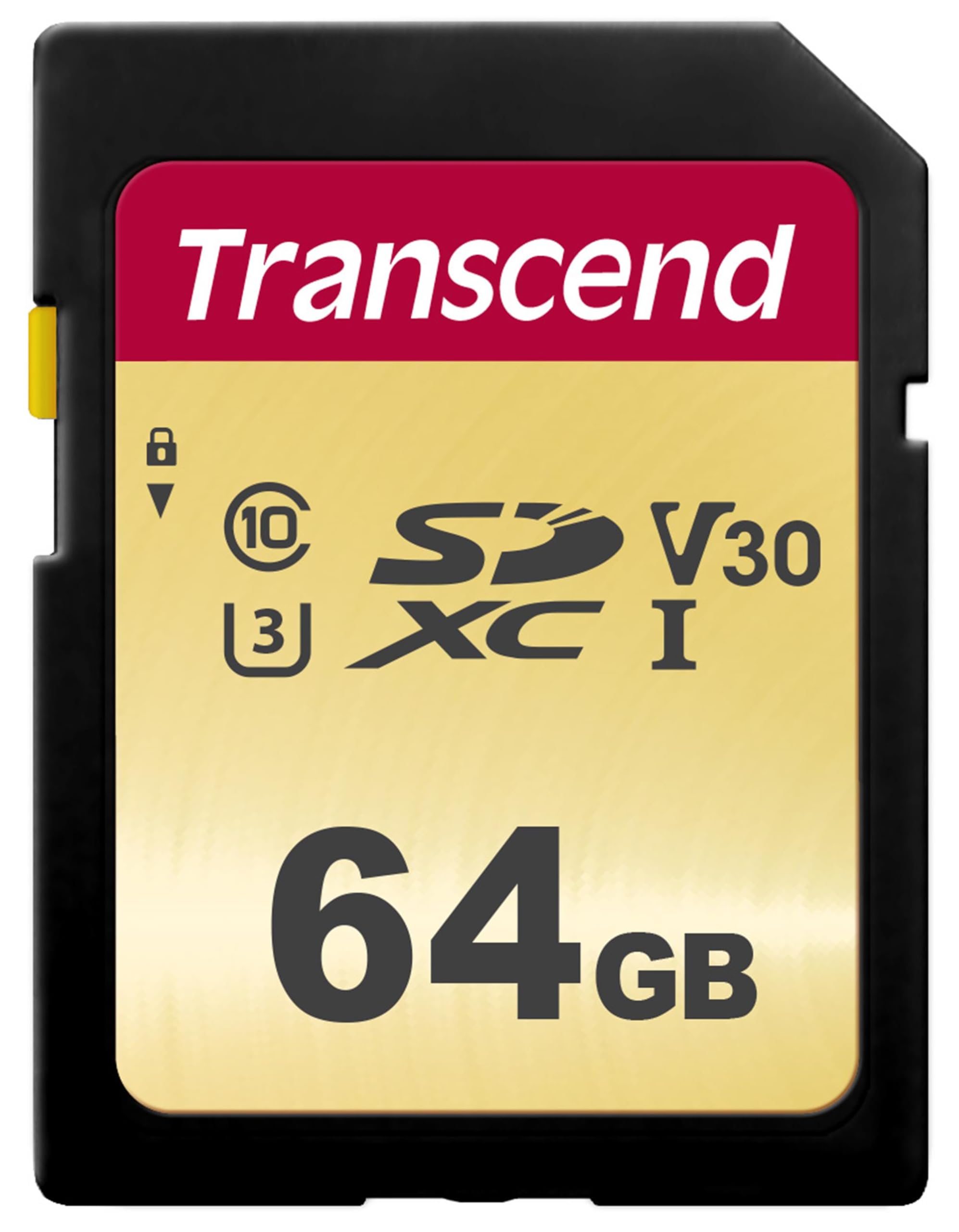 Transcend SDC500S 64GB SDXC Class 10 U3 V30 Memory Card, Speed up to 95/45MB/s for Digital Cameras TS64GSDC500S