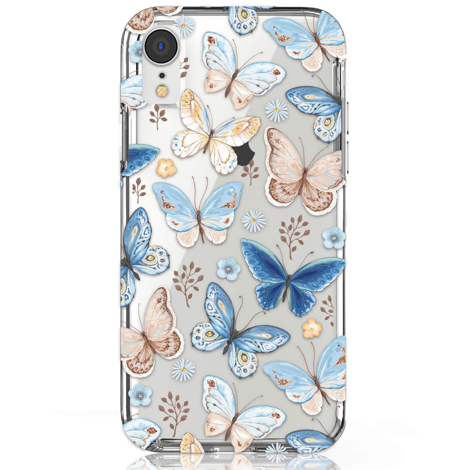 Download Rxkeji Case For Iphone Xr Clear Cute Blue Butterfly 3d Design Hybrid Cushion Scratch Resistant Shockproof Hard Back Panel Cover Phone Case For Iphone Xr 2018 6 1 Inch Buy Online In India