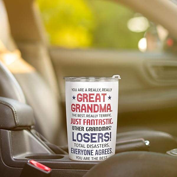 MOCOSWEETIES GIFTS FOR GRANDMA – BIRTHDAY, MOTHERS DAY, CHRISTMAS GRANDMA GIFTS FROM GRANDCHILDREN GRANDSON – UNIQUE GIFT IDEAS FOR GRANDMOTHER FROM GRANDCHILDREN, GRANDKIDS – 20 OZ WHITE TUMBLER