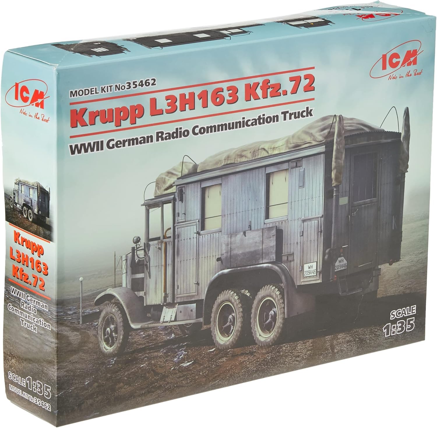 ICM ICM35462 35462-12785 Krup L3H163 Motor Vehicle 72 WWII German Radio Communication Truck, Grey