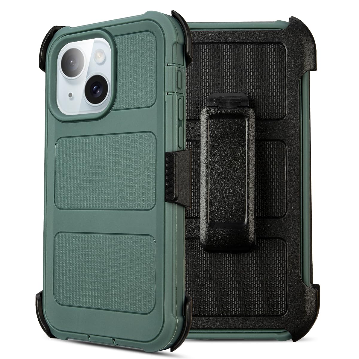 for Defender Phone Case iPhone 13 Case with Belt Clip,for Shockproof iPhone 13 Case Rugged,2 Layers of Sturdy for iPhone13 Cases Heavy Duty,Military-Grade Cover for iPhone 13Case (Drak Green)