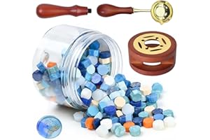 200 Pcs Wax Seal Stamp Kit Octagon Wax Seal Beads with Warmer & Melting Spoon, Perfect for Invitations, Cards, Envelopes, Win