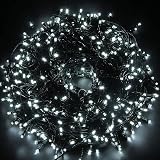 SHATCHI 100 LEDs Fairy String Lights Cool White 8 Modes Green Cable UK Plug