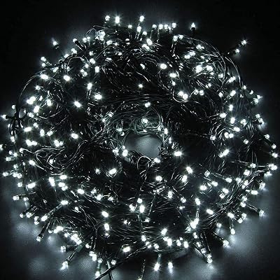 SHATCHI 100 LEDs Fairy String Lights Cool White 8 Modes Green Cable UK Plug