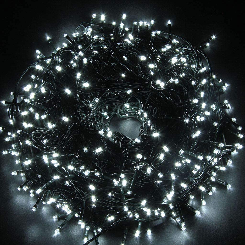 SHATCHI 400 LEDs Fairy String Lights Cool White Indoor/Outdoor Christmas Tree/Home/Party/Wedding/Garden Decorations Green Cable 8 Modes Mains Powered Memory Auto Timer